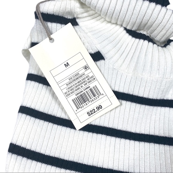 A New Day Cream Striped Long Sleeve Sweater Medium - Picture 7 of 11